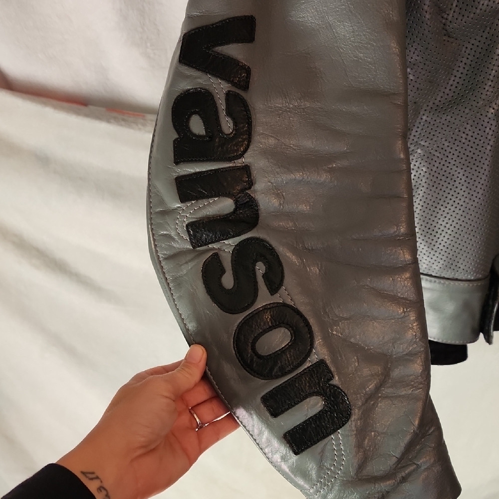 Vanson Gray Leather Riding Jacket - Picture 3 of 5